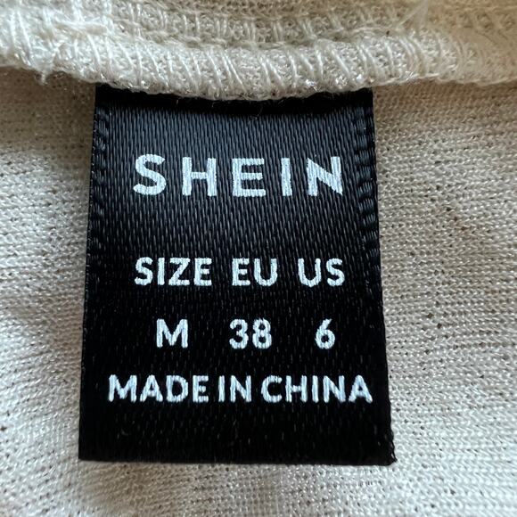 Shein Poeselle Shirt Womens Medium White Gold Glittery Sparkly Long Sleeve - Picture 2 of 14